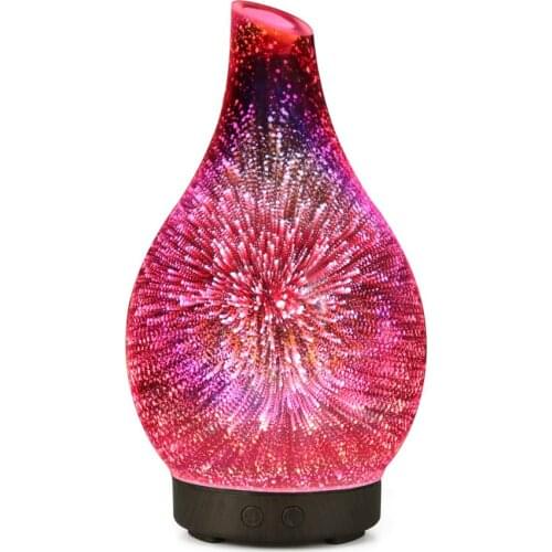 020-3D night light glass fireworks Multi-function silent aromatherapy machine humidifier ultrasonic essential oil atomizer