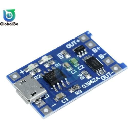 1pcs Micro USB 5V 1A 18650 TC4056A Lithium Battery Charger Module Charging Board With Protection Dual Functions 1A Li-ion