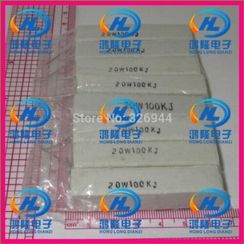 10pcs/lot) 20W 100K ohm +/-5% Horizontal cement resistor / 20W 100KJ ohm 5% Cement resistance / 20W 100KRJ Ceramic resistor