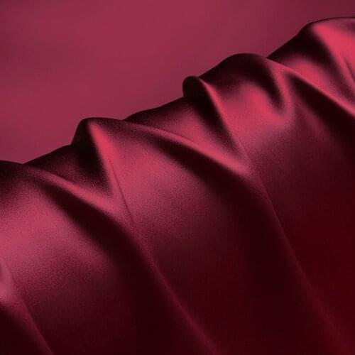 100% pure silk luxury mulberry charmeuse 16 19 22m/m 6A grade 45"( 114cm ) width solid wine-red clothing bedding silk fabric