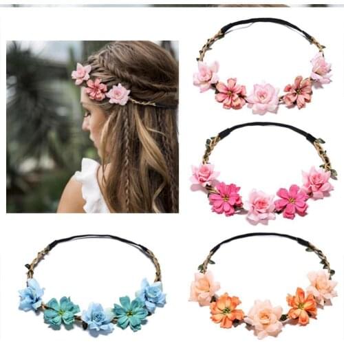 2021 Garland Headdress Flower Crowns Beach Wedding Accessories Floral Wreaths Girl New Hair Flower Headband Garland N4E4
