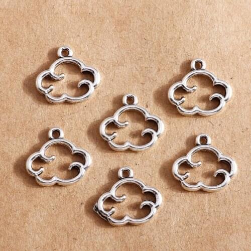 20pcs 15*13mm Hollow Antique Silver Color Cloud Charms for Pendants Necklaces Bracelets Handmade DIY Jewelry Making Accessories