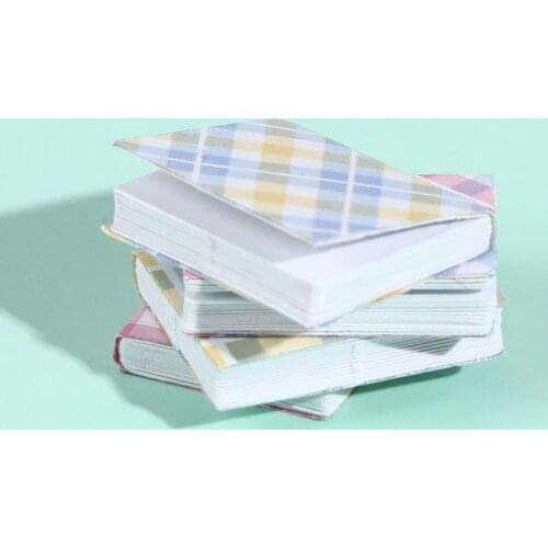 4Pcs/set 1/12 Dollhouse Miniature Book Model Notebook Stripe Lattice Notebook Doll House Furniture Decor Dollhouse Accessories