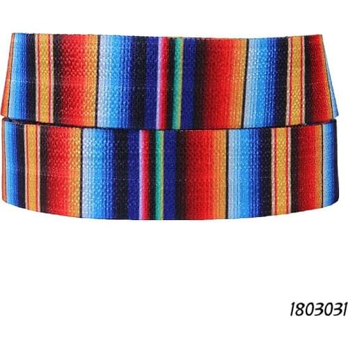 50 yards/lot) Free shipping rainbow stripe printed ombre foe elastic ribbon for headbands