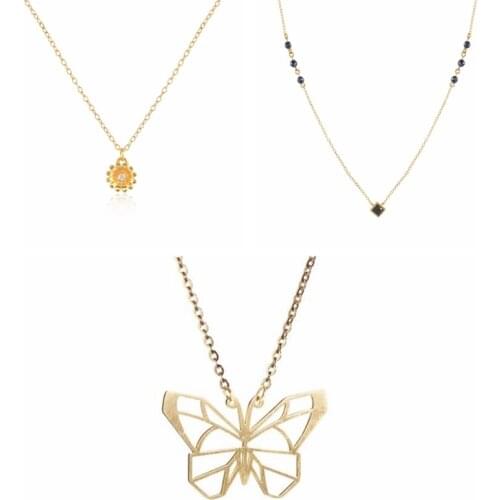 Canner 925 Sterling Silver Necklaces Origami Butterfly Daisy Necklaces for Women 2021 Jewelry Choker Necklace collier femme