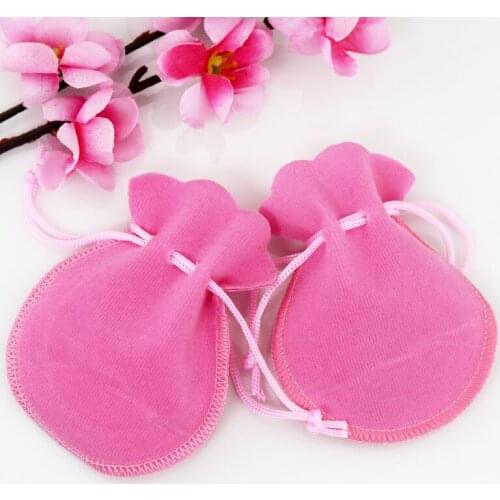 Free Shipping 100pcs/Lot 7x9cm Small Pink Fashion Drawstring Velvet Bag Gourd Bag Jewelry Pouch Gift Bag