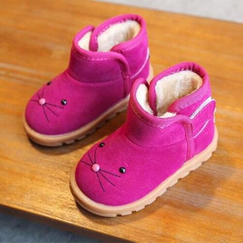 2021 Winter New Childrens Cartoon Boots Girls Snow Boots Boys Cotton Shoes Plus Velvet Baby Shoes Boots Pink Brown Red