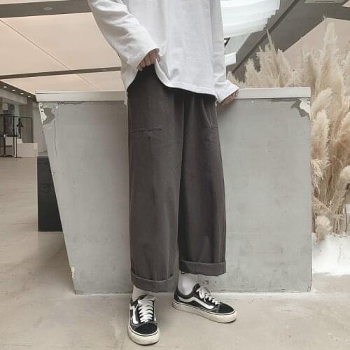 Style Straight Pants Trousers Men Korean Fashions Harem Pants Wide Leg Joggers 2021 Mens Black Loose Sweatpants Japan