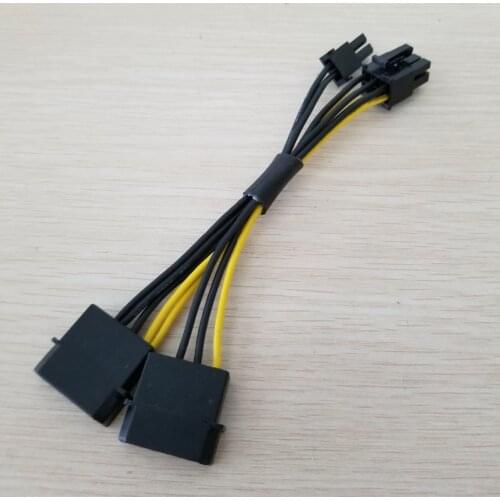 Dual 4Pin IDE Molex to PCI-E PCI Express Graphics Video Display Card 8Pin ( 6Pin + 2Pin ) Power Supply Cable 18AWG 15cm for BTC