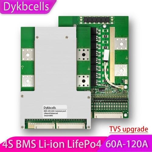Dykbcells BMS 4S 12V 60A 80A 100A 120A Li-ion LifePo4 Lithium Battery Protection Board 14.4V 16.8V W LED Balance Temperature