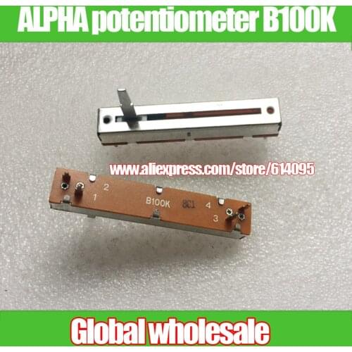 2pcs ALPHA 72MM sliding fader single potentiometer B100K SL-458N 4 feet handle length 20MMD / mono fader