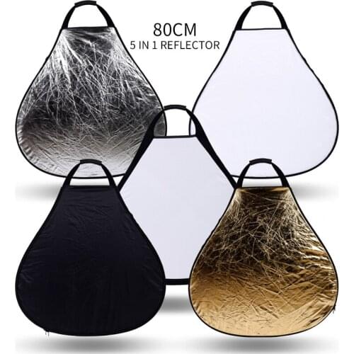 Photography Photo Portable Grip Reflector 31.5inch/80cm 5in1 Triangle Collapsible Multi Disc Reflector with Handle