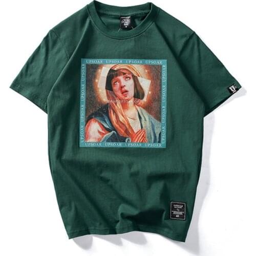 Virgin Mary Mens T-Shirts 2019 Funny Printed Short Sleeve Women Tshirts Summer Hip Hop Casual 100% Cotton Tops Tees Streetwear
