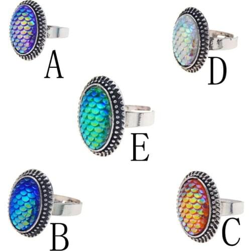 GraceAngie 1pcs/pack Mermaid Scales Princess Mermaid Jewelry Ring Best Gift Sweet Lovely Fantasy Fairy Holy Style
