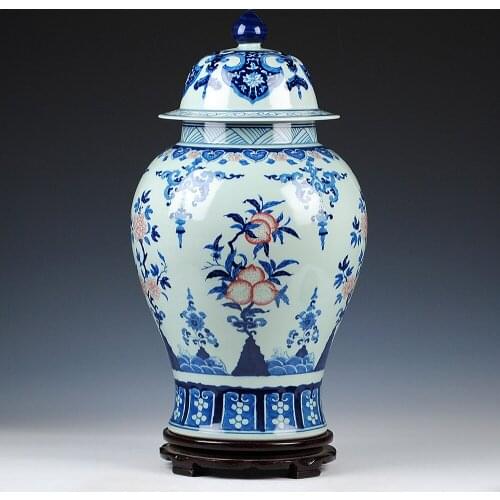 Jingdezhen Ceramic temple jar Antique Blue And White porcelain Ginger jar