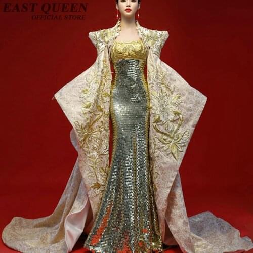 Chinese folk dance costume for woman clothing stage wear national ancient fan dance traditional Chinese dance costumes FF1208