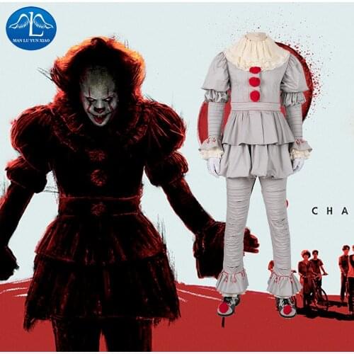 Pennywise Costume Stephen Kings It Cosplay Costume Clown Pennywise Joker costume suit Halloween Costumes for Men Custom made