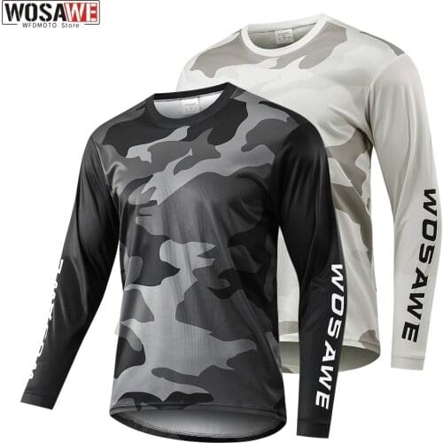 WOSAWE Motorcycle Jersey Mens Downhill Jerseys Motocross Mountain Off Road MTB Long Sleeves Shirts Breathable Quick Dry Jersey