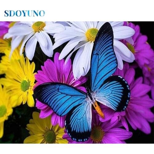 SDOYUNO DZDP443 Full Square/Round Diamond Painting Kits Butterfly 5D DIY Diamond Embroidery Mosaic Animals Rhinestone Home Decor