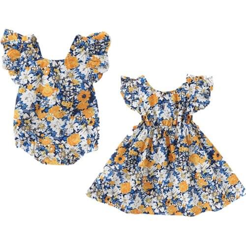 New Baby Girls Sister Matching Clothes Romper Dresses Jumpsuit Outfit Set