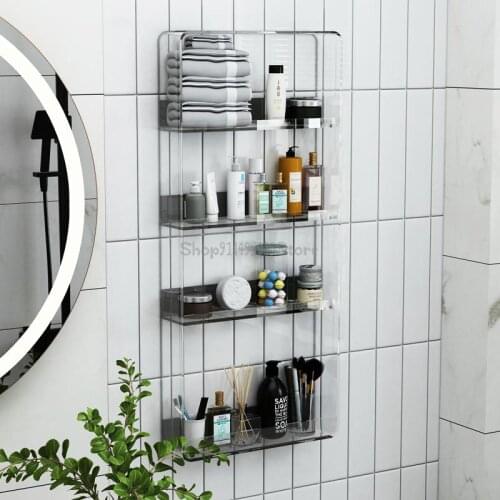 Punch-free Toilet Shelf Vanity Wall Hanging Acrylic Cosmetic Toilet Bathroom Storage Shelf