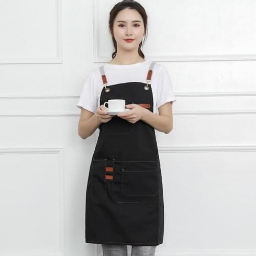Adjustment Canvas Apron Waterproof Stain-Resistant with Two Pockets Kitchen BBQ for Women Chef Hairdresser