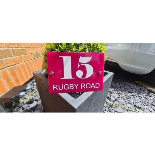 Customized PINK DOOR SIGN PLAQUE HOUSE NUMBER ACRYLIC PLAQUE