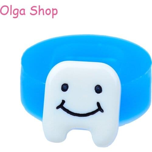 FYL241 17.6mm Smiling Face Tooth Silicone Mold - Cake Decoration Craft, Resin Clay, Soap, Candy Miniature Food Chocolate Mold