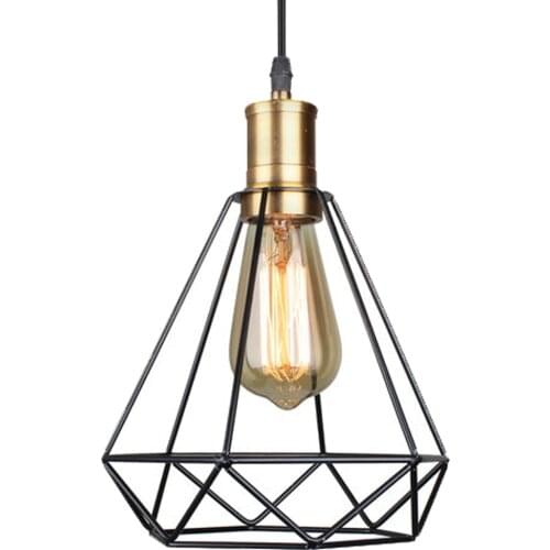 Modern Nordic Pendant Lights Industrial Retro Loft Pyramid Cage Pendant Hanging Lamp for Home Living Room Bedroom Kitchen Decor