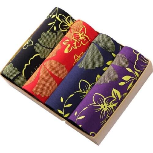 4pcs/lot 7XL 6XL 150KG BIG Man Boxers Mens Underpants Modal Soft boxershorts Mens Underwear Boxer Bamboo Printing Fiber Short