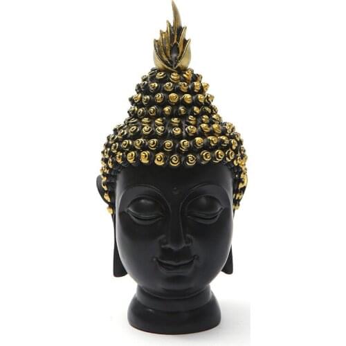 Creative Resin Black Buddha Head Indian Meditation Buddha Statue Home Garden Decoration Living Room Feng Shui Sculpture Decor