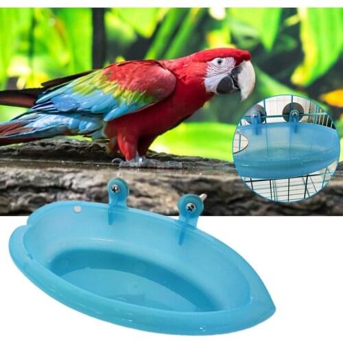 Bird Perch Shower Pet Bird Bath Cage Basin Parrot Bath Basin Parrot Shower Supplies With Mirror Food Bowl Birds Accessories