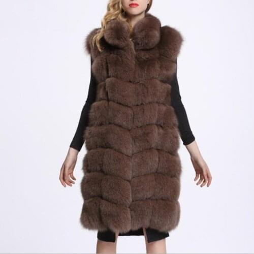 S-4XL Plus Size Winter warm womens faux fox fur vest coat fake fur waistcoat female thick slim outwear with fox fur collar L1708