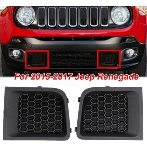 1 Pair Black Car Front Lower Bumper Grill Grille Bezel Cover For Jeep Renegade 2015-2017 Accessories