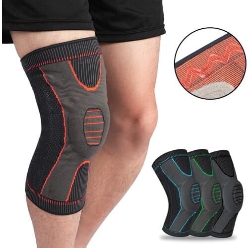 1PC Knee Patella Brace Silicone Spring Knee Pad Fitness Training Compression Knee Sleeve Support Sports Kneepads Brace Protector