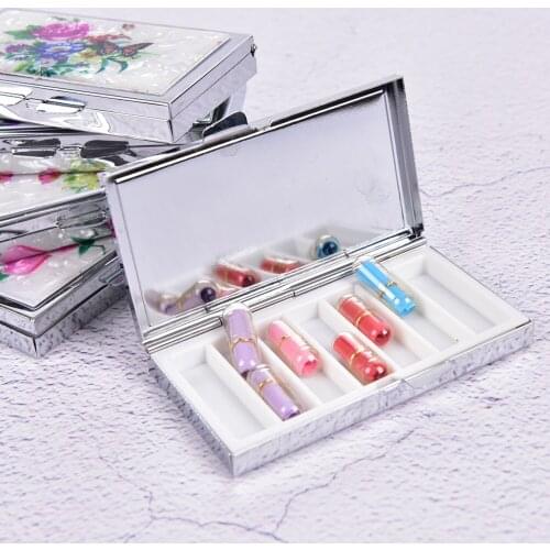 1PCS Portable Metal Round Flower Print Organizer Cute Compartment Pill Case Storage Tablet Container Medicine Box