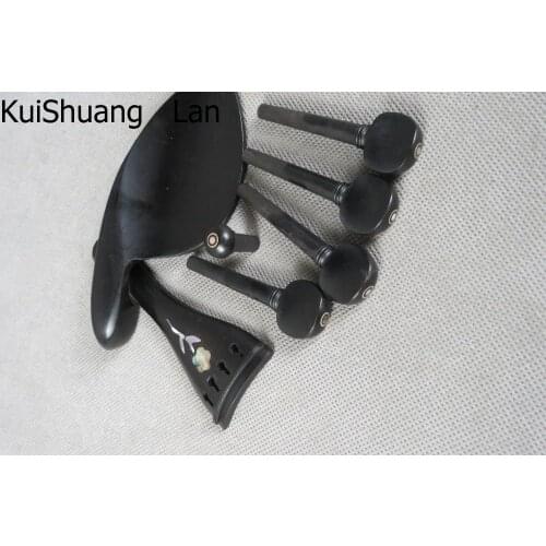 2sets of ebony wood violin fittings 4/4,inlay beautiful decoration