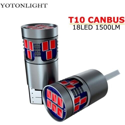 1 Pcs W5W T10 Led Canbus 5W 18 SMD Led Bulb Lamp Interior Car Light 194 168 1500lm White Red Amber Blue Pink Ice-blue DC12V