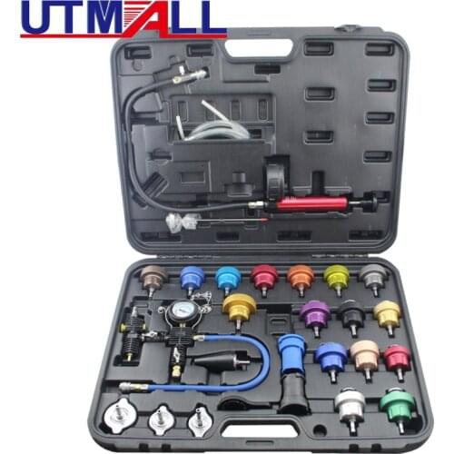 27pcs Universal Radiator Pressure Tester Kit Vacuum Type Coolling System Kit Coolant Purge/Refill Kit Aluminum More Durable