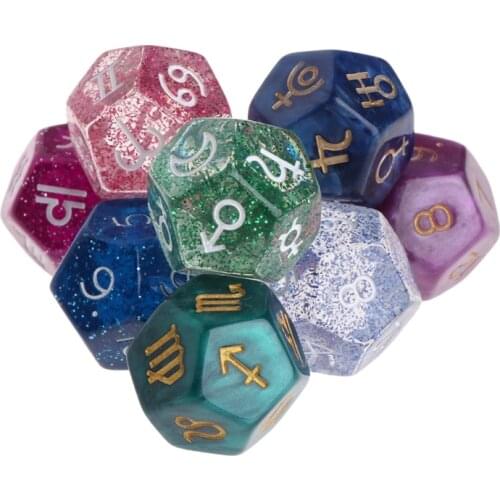 3 Pcs 12-Sided Tarot Dice Resin Tweezers Astrology Tarot Constellation Divination Dice Family Friend Party Cards Game Dice