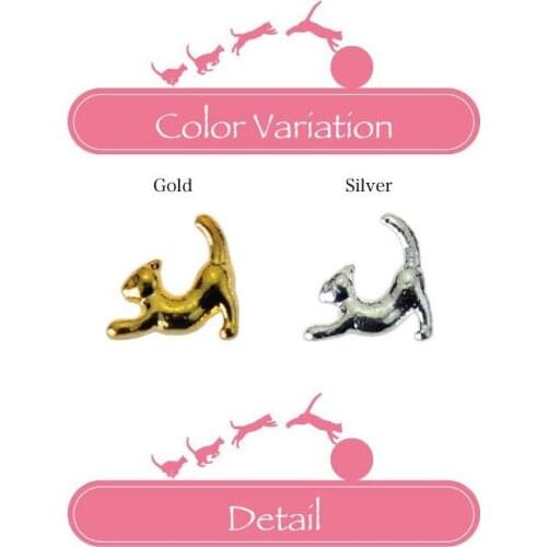50pcs/pack Japan Korea New Nail Art Alloy Little Cute Stretch Cat Metal Jewellry Accessorie Collection for Women Nail Polish DIY