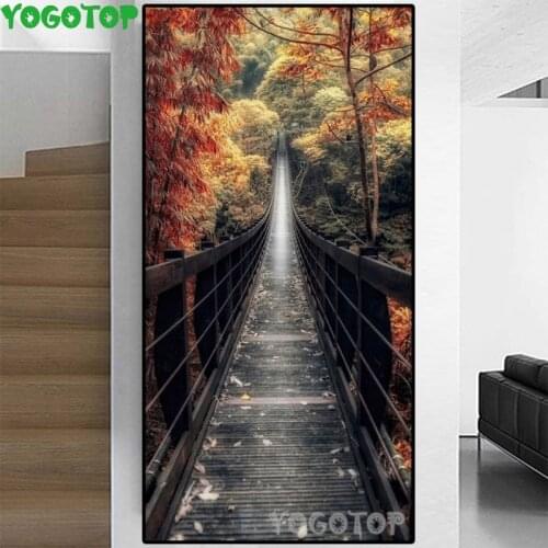 5d diy diamond painting Natural scenery forest bridge fallen leaves full square round diamond embroider for New arrivals YY4970