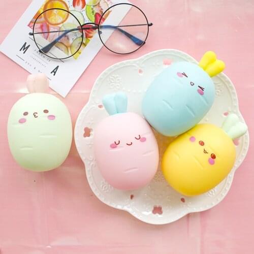 Vent ball cute carrot shape pinch music Keychain new strange decompression toy Keychain decompression ball decompression