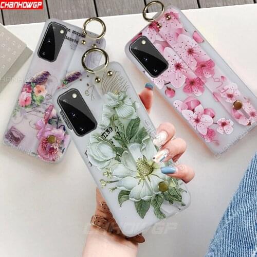 Case For Samsung Galaxy A12 A32 A02S A42 A52 A72 Soft Wrist Strap Flower TPU Cover For Samsung A21S A51 A71 A01 A11 A31 A41 Case