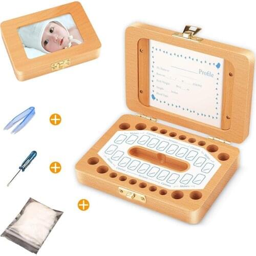 Wooden Childrens Photo Frame Deciduous Tooth Preservation Box Baby Newborn Teeth Collection Growth Memorial TV Shape Tooth Box