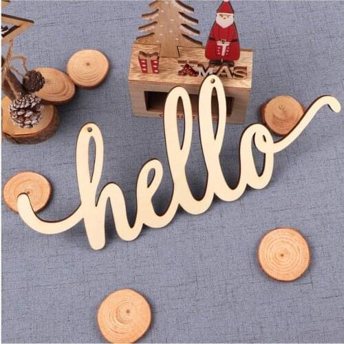 Wooden Welcome Sign Laser Cutting Hello Letter Sign Home Coffee Shop Store Entrance Decoration Wall Hanging Art Decoration