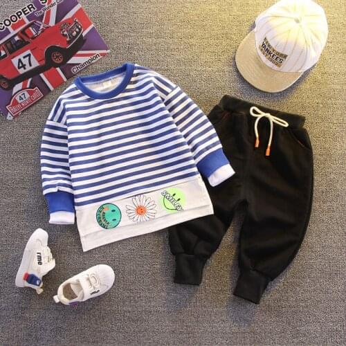 Children Spring Autumn Clothes Baby Boys Girls flowers T-shirt Pants 2Pcs/sets Out Kids Cotton Toddler Casual Clothing Tracksuit