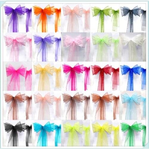 FEDEX Free Shipping 100 ORGANZA SASH CHAIR COVER BOWS FOR WEDDING PARTY QUALITY SOFT SASHES BOW CC-101