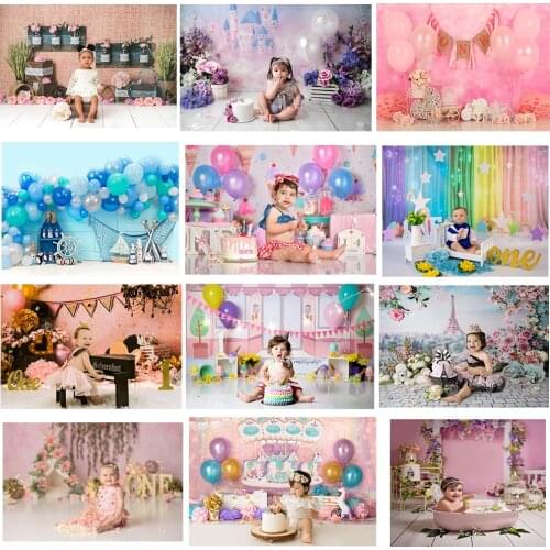 Newborn 1st Birthday Backdrops Floral Cake Table Party Baby Photography Printed Backdrop Circus Artistic Child Background