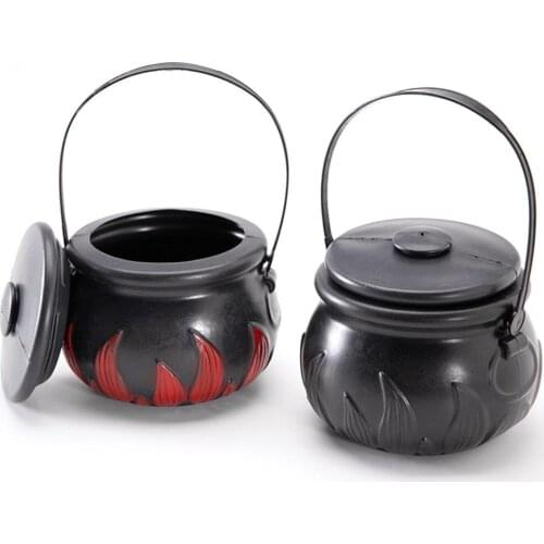 Halloween Candy Pot Witch Prank Toy Ornament Novelty Cauldron Bucket Children Handheld Candy Bucket Party Holiday Decoration